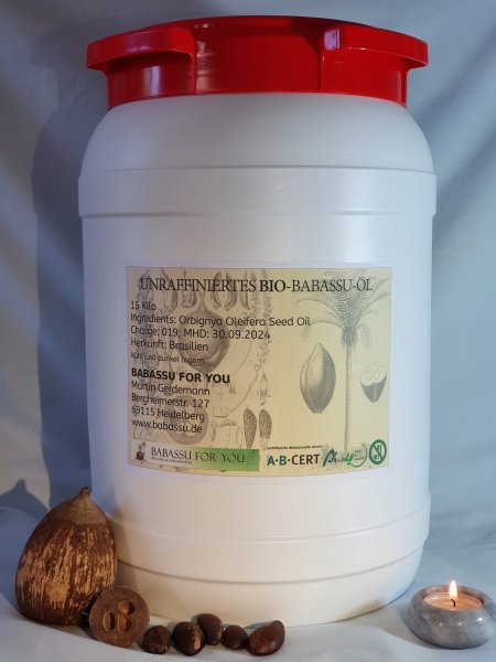 15 Kilo Bio-Babassuöl unraffiniert, MHD 30.9.24